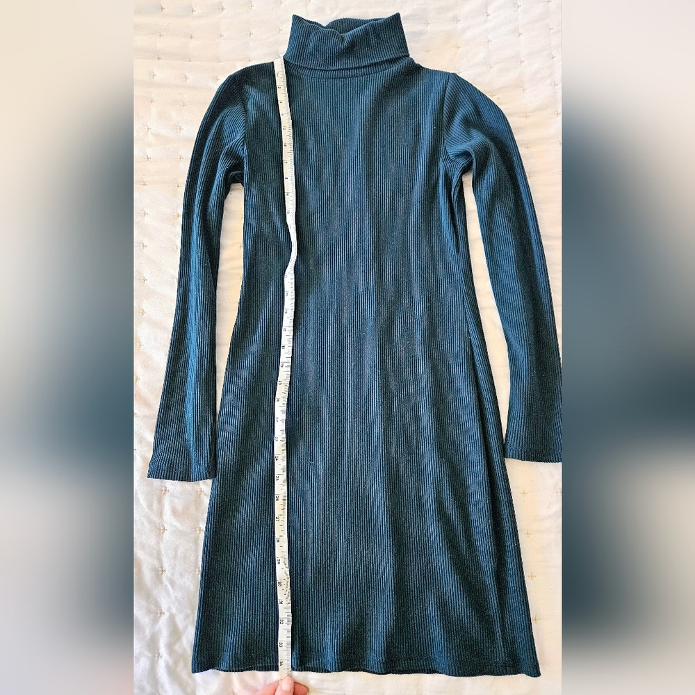 Dark Green Turtleneck Sweater Dress - Picture 2 of 5